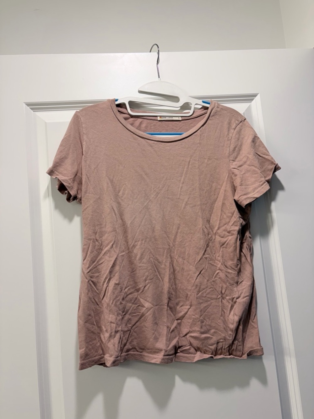 Marine Layer Women's Short Sleeve Crew Tee in Dusty Mauve - Picture 2 of 5